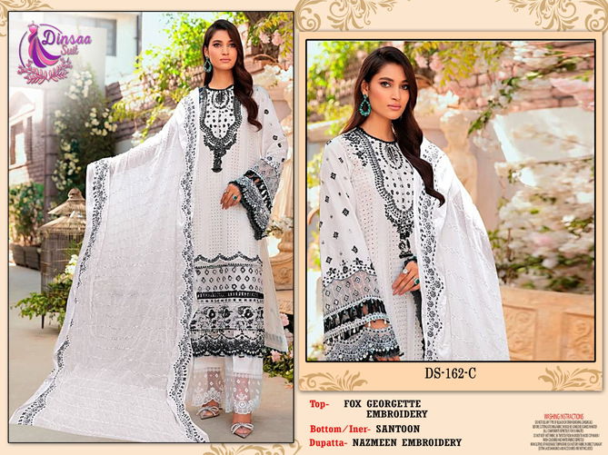 Dinsaa 162 Fancy Wear Wholesale Embroidery Pakistani Salwar Suits Catalog